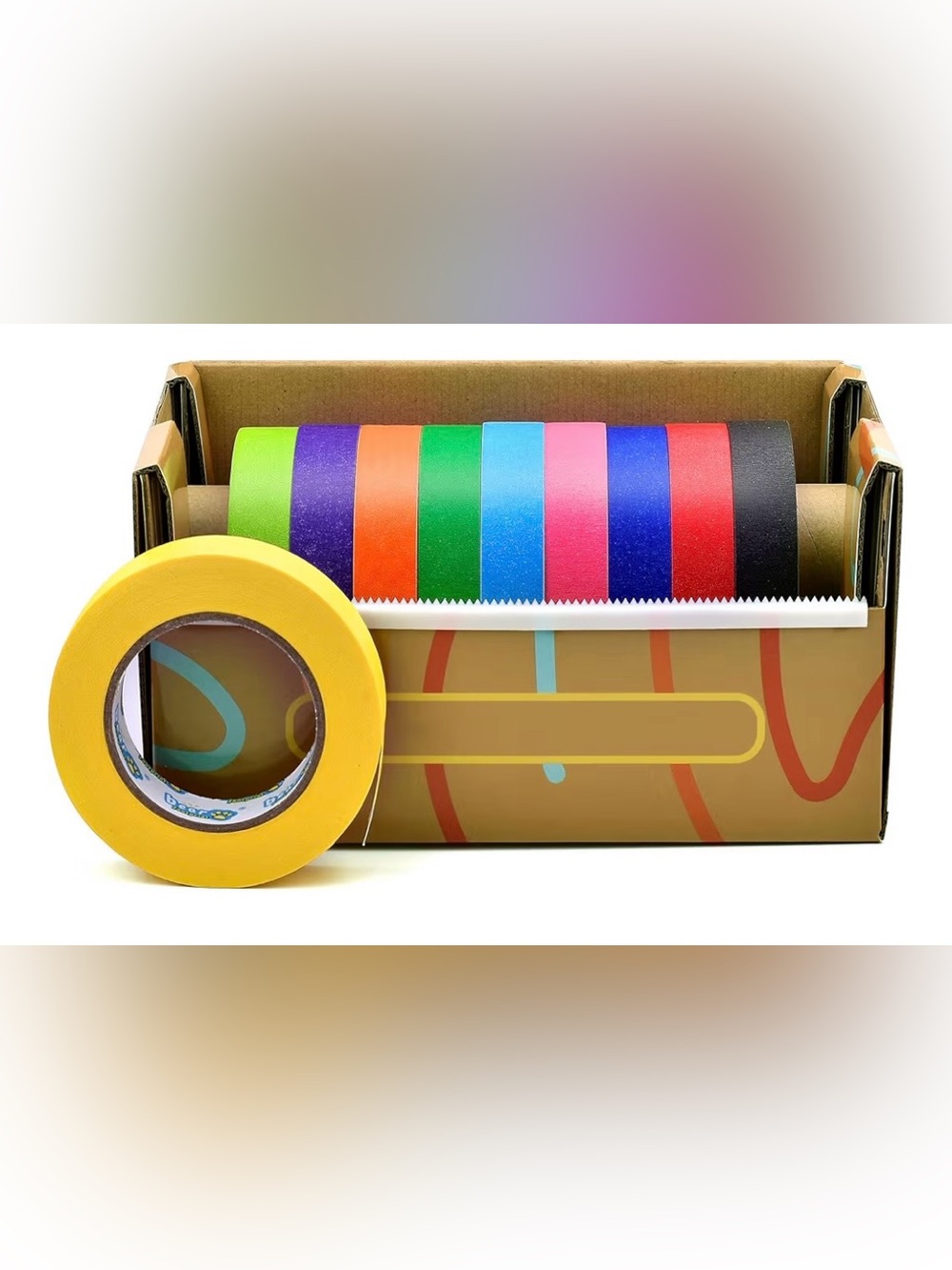 10 Rolls Colored Painters Tape Set, Masking Tape 1 Inch Wide 600 Yards